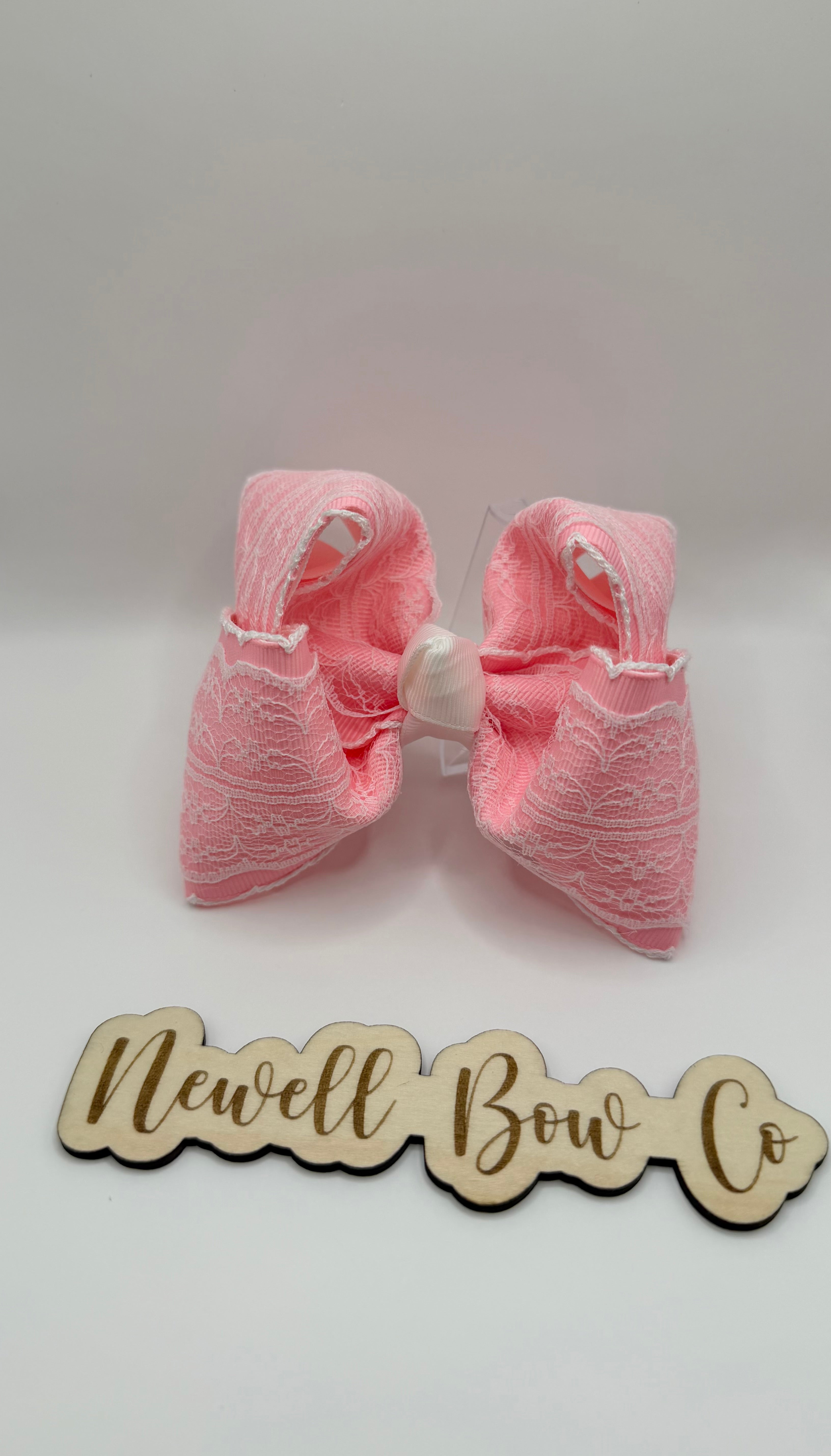 RTS Pink Lace Bow 4inch