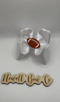 RTS 4inch White Satin Football Bow