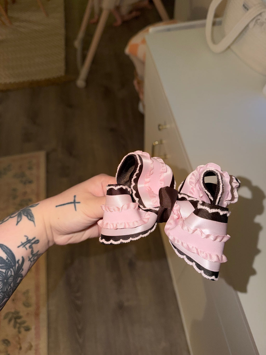 RTS 4.5 Inch Brown and Pink Bow