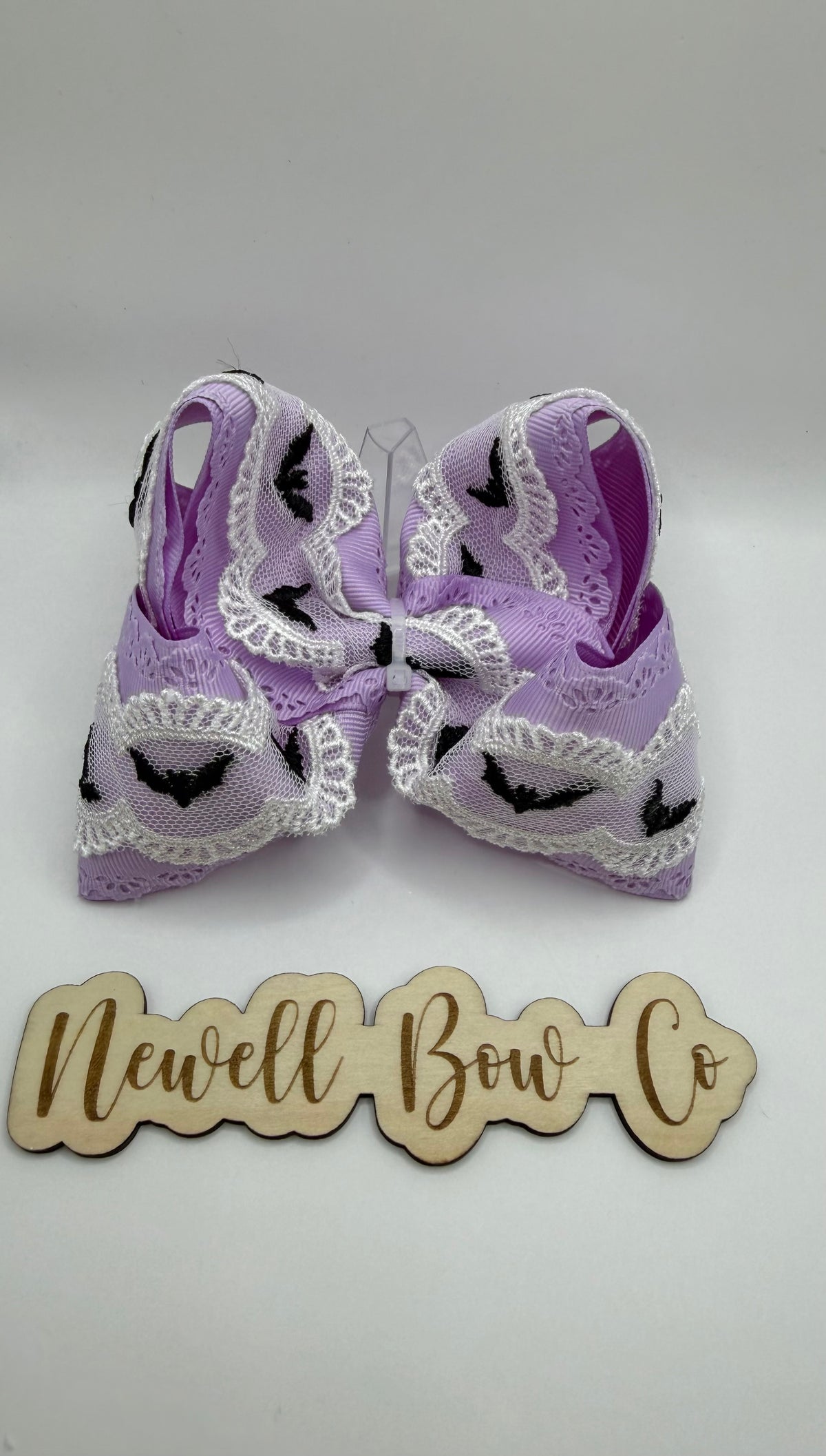 RTS 4.5 inch purple bat lace bow