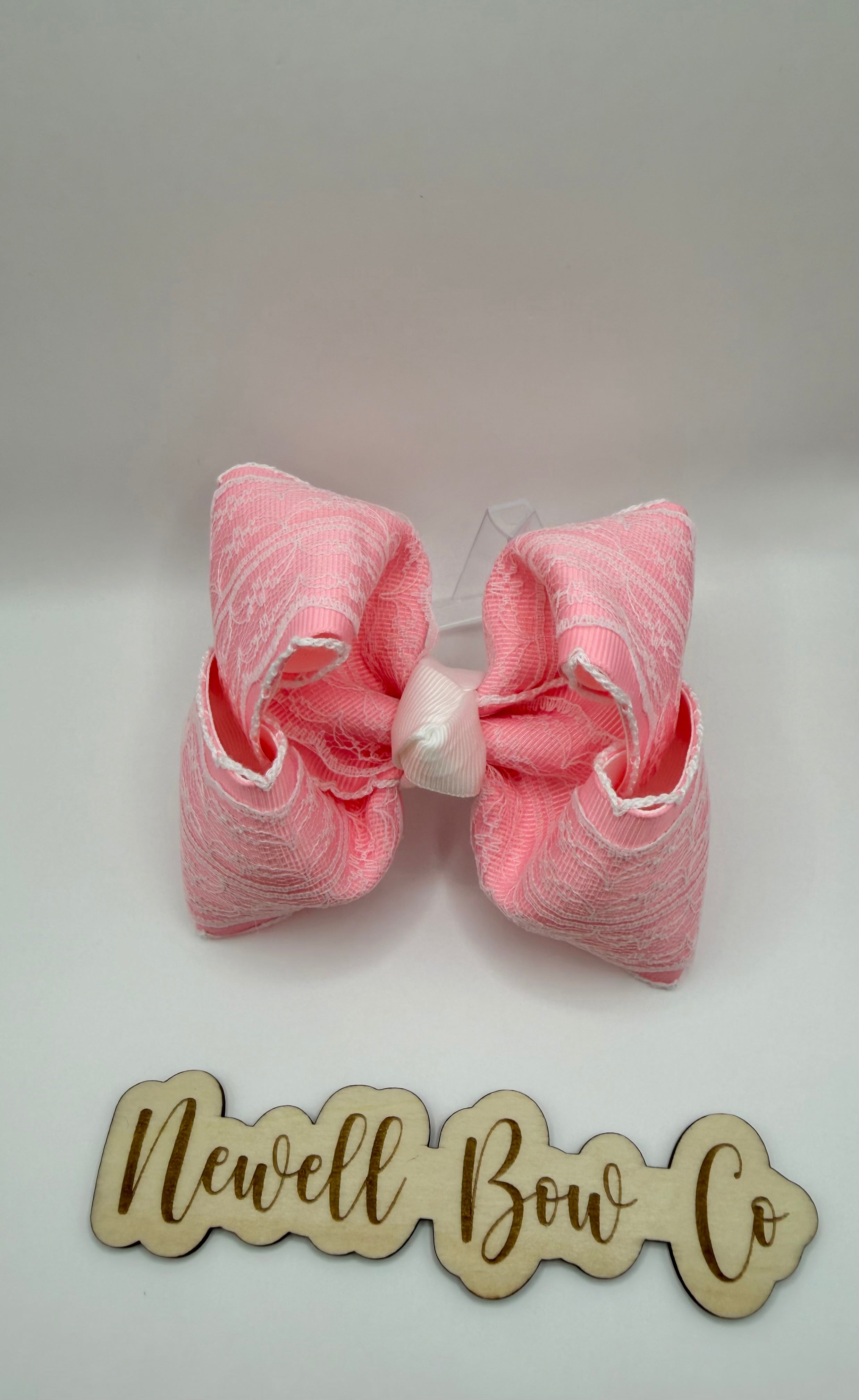 RTS Pink Lace Bow 4inch