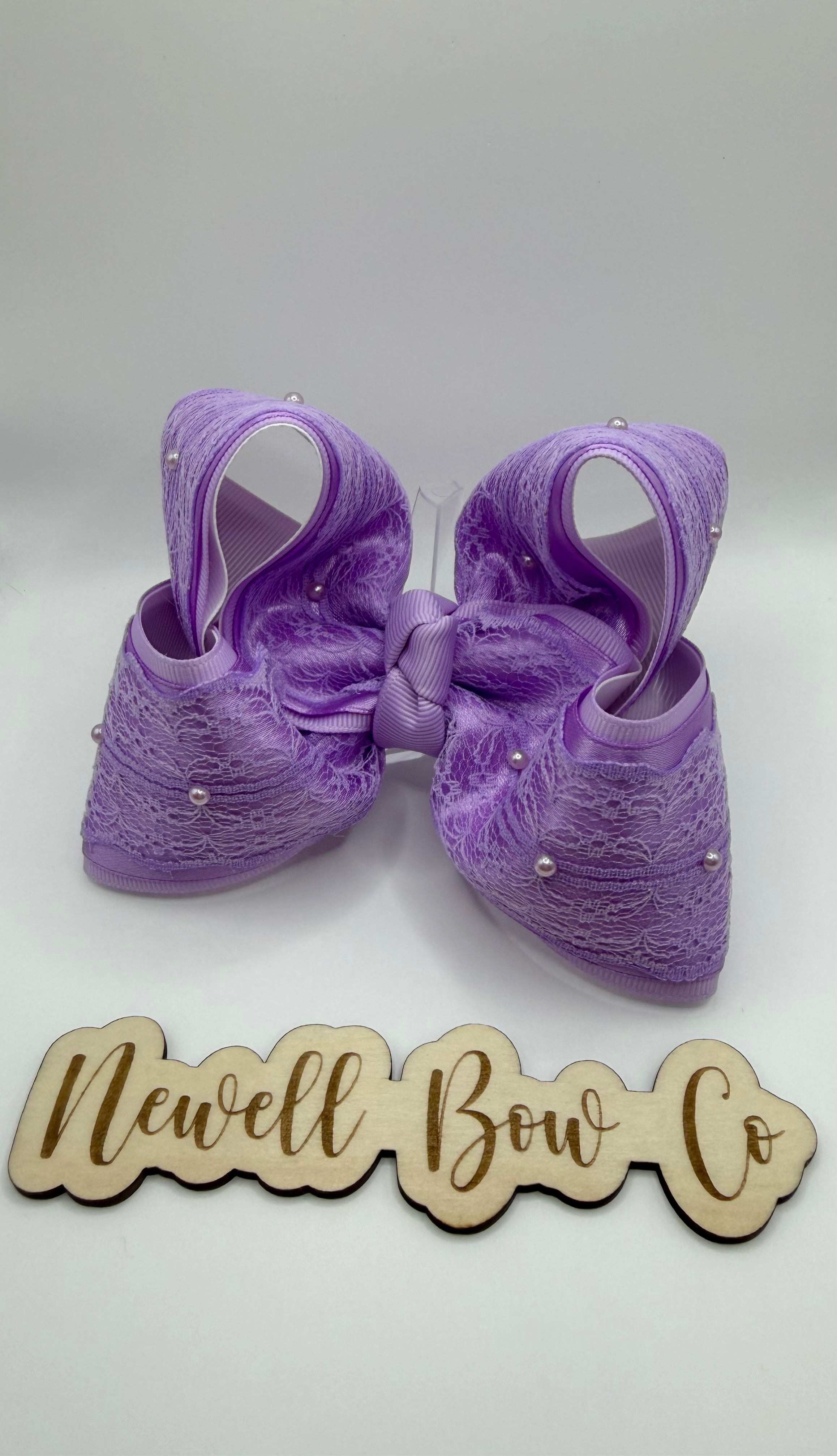 Purple Satin Lace Bow