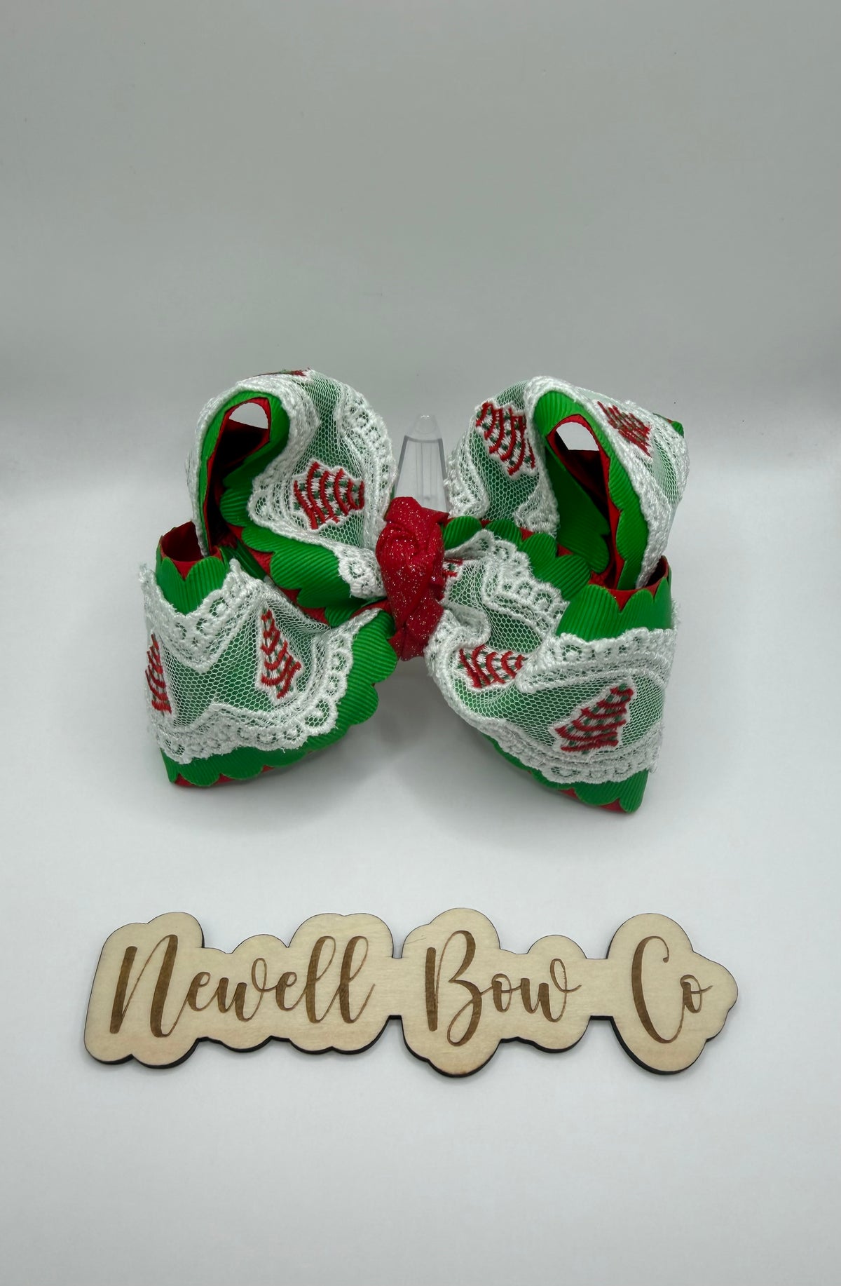 Christmas tree cake hair bow