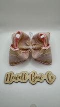 RTS 4.5 inch light pink lace + tan bow