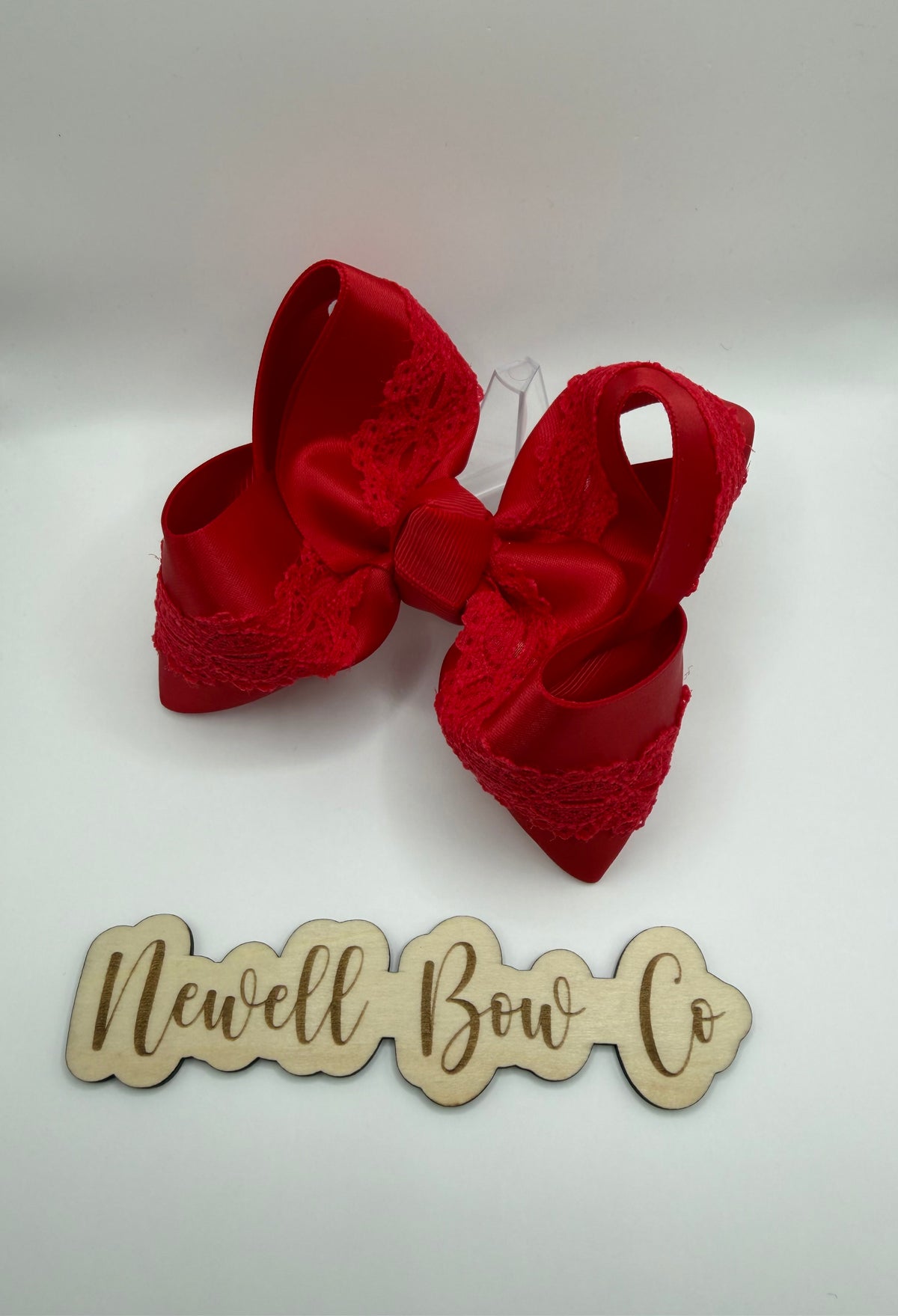Red Satin Lace Bow
