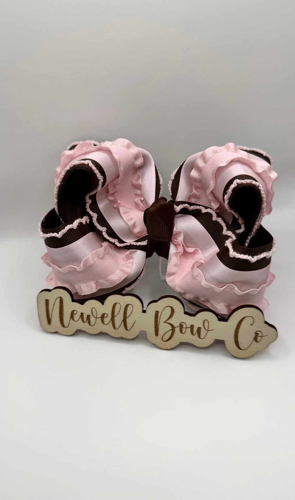 RTS 4.5 Inch Brown and Pink Bow
