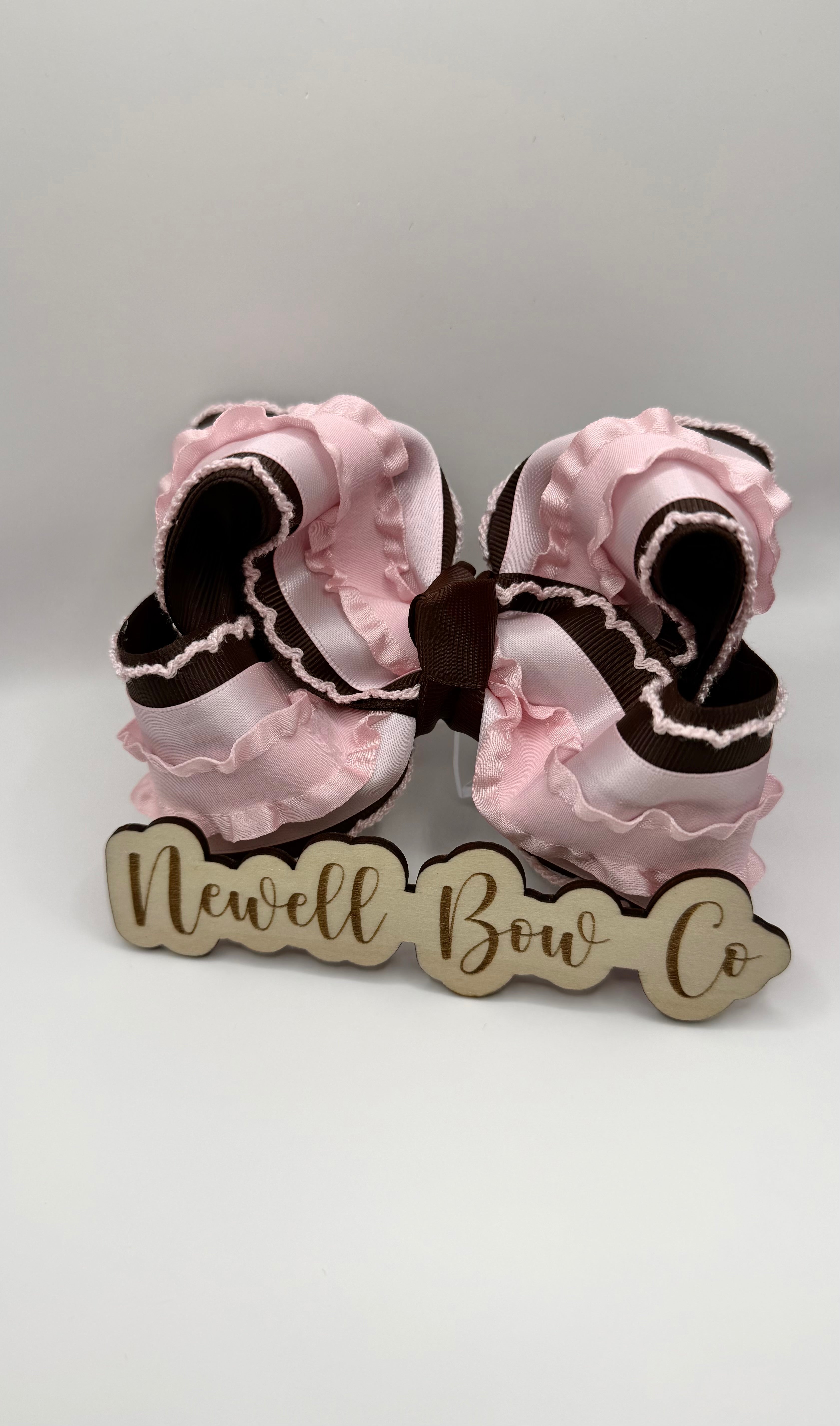 RTS 4.5 Inch Brown and Pink Bow