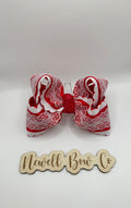 Red and white lace bow