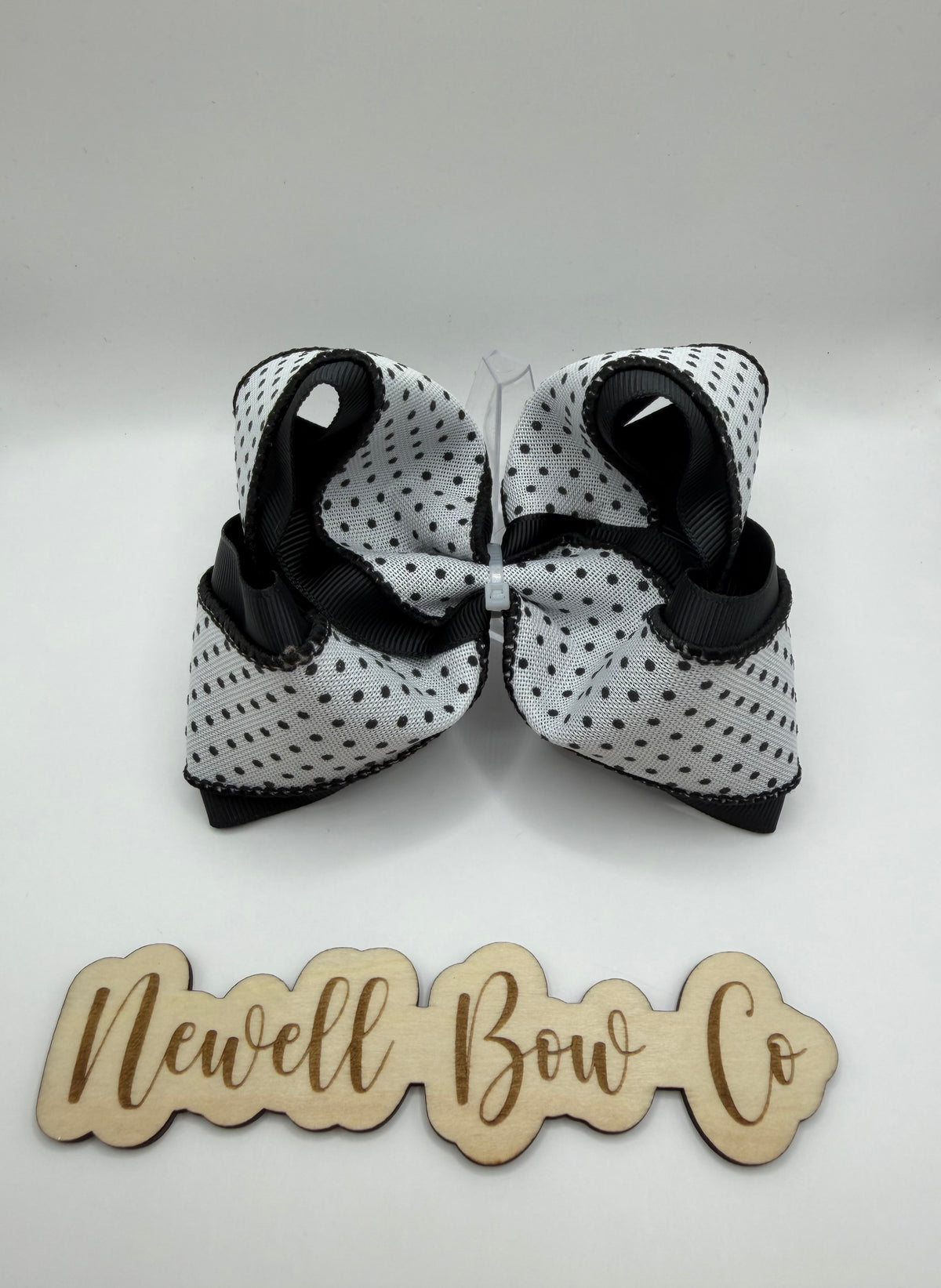 RTS 4inch black and white polka dot bow