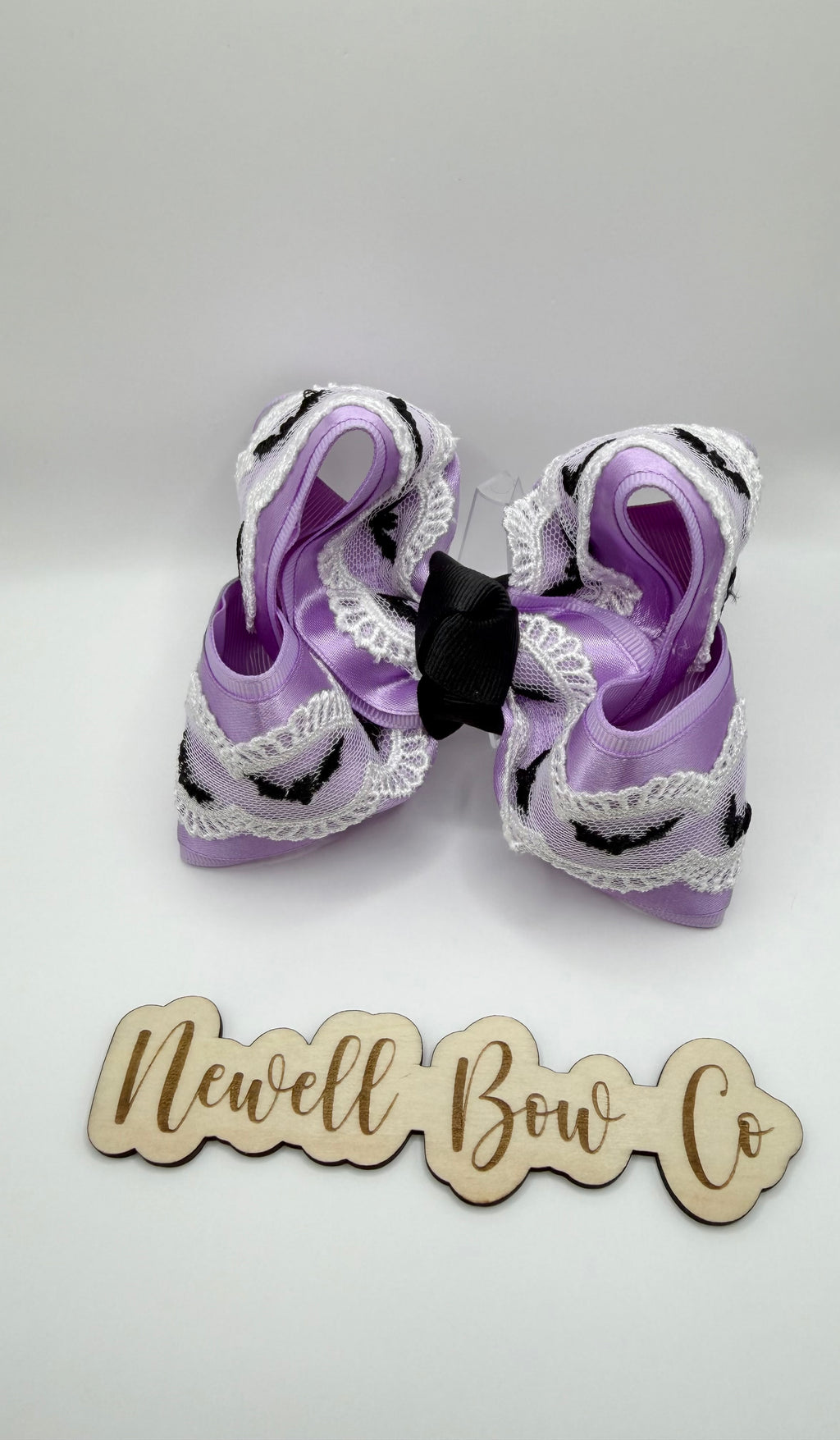 Purple Satin Bat Lace Bow