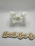 3inch White Glitter Moon stitch micro bow