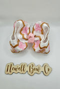 Ginger Bread Custom Lace Bow with Satin and Pearls