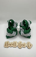 Green Ruffle Lace Bow