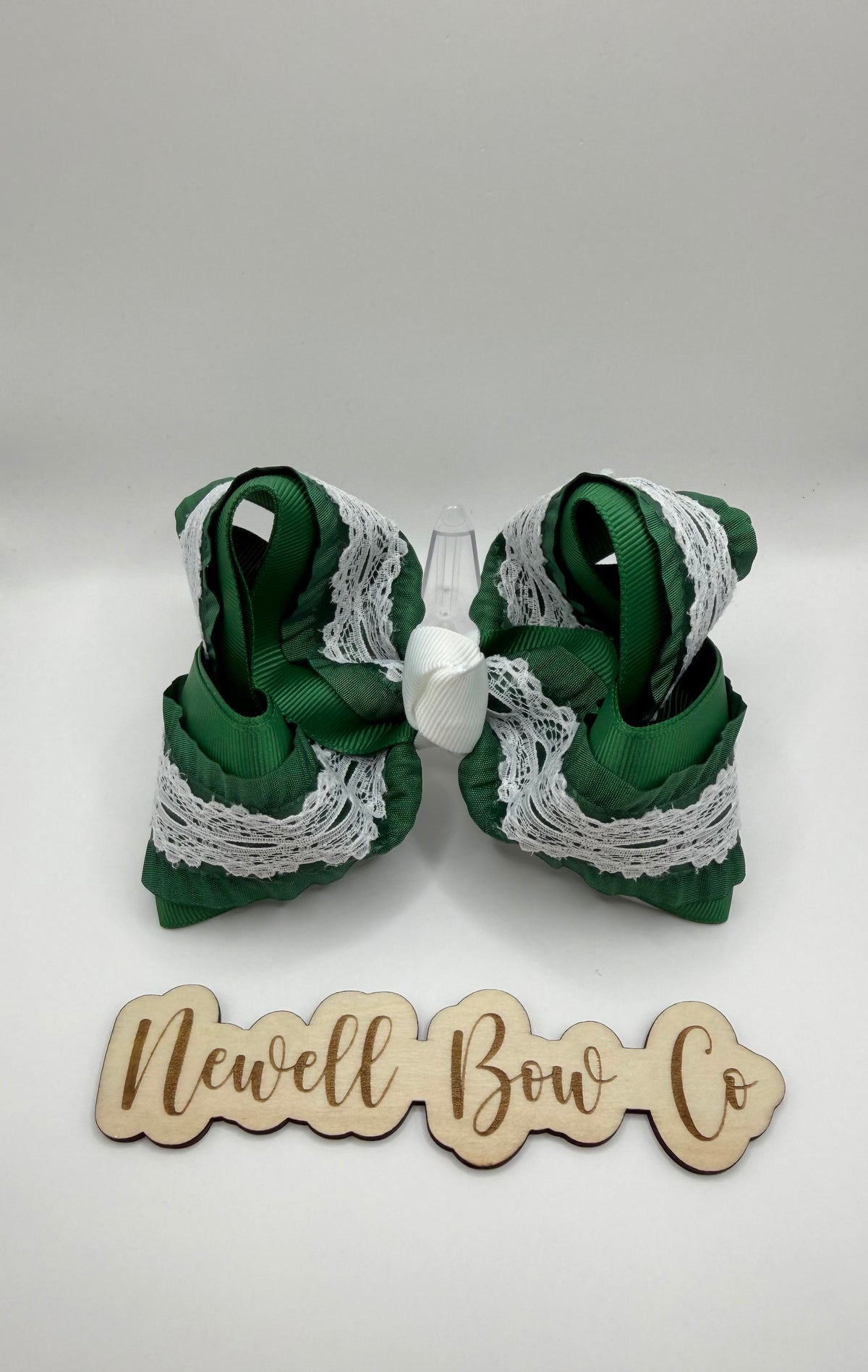 Green Ruffle Lace Bow