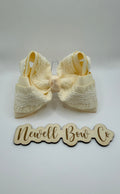 Cream Ruffle Lace Bow