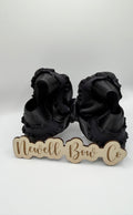 Black Ruffle Satin Bow