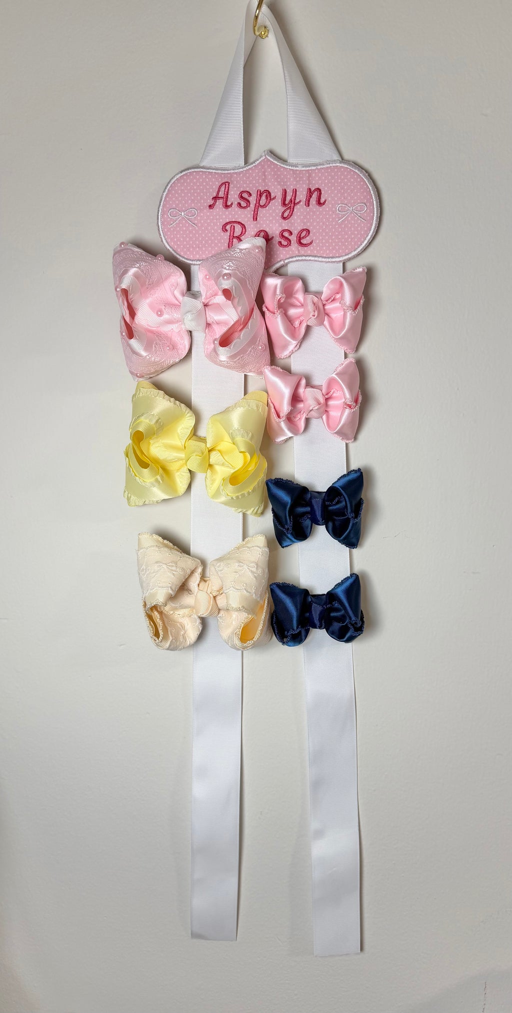 Embroidered Name Bow Hanger