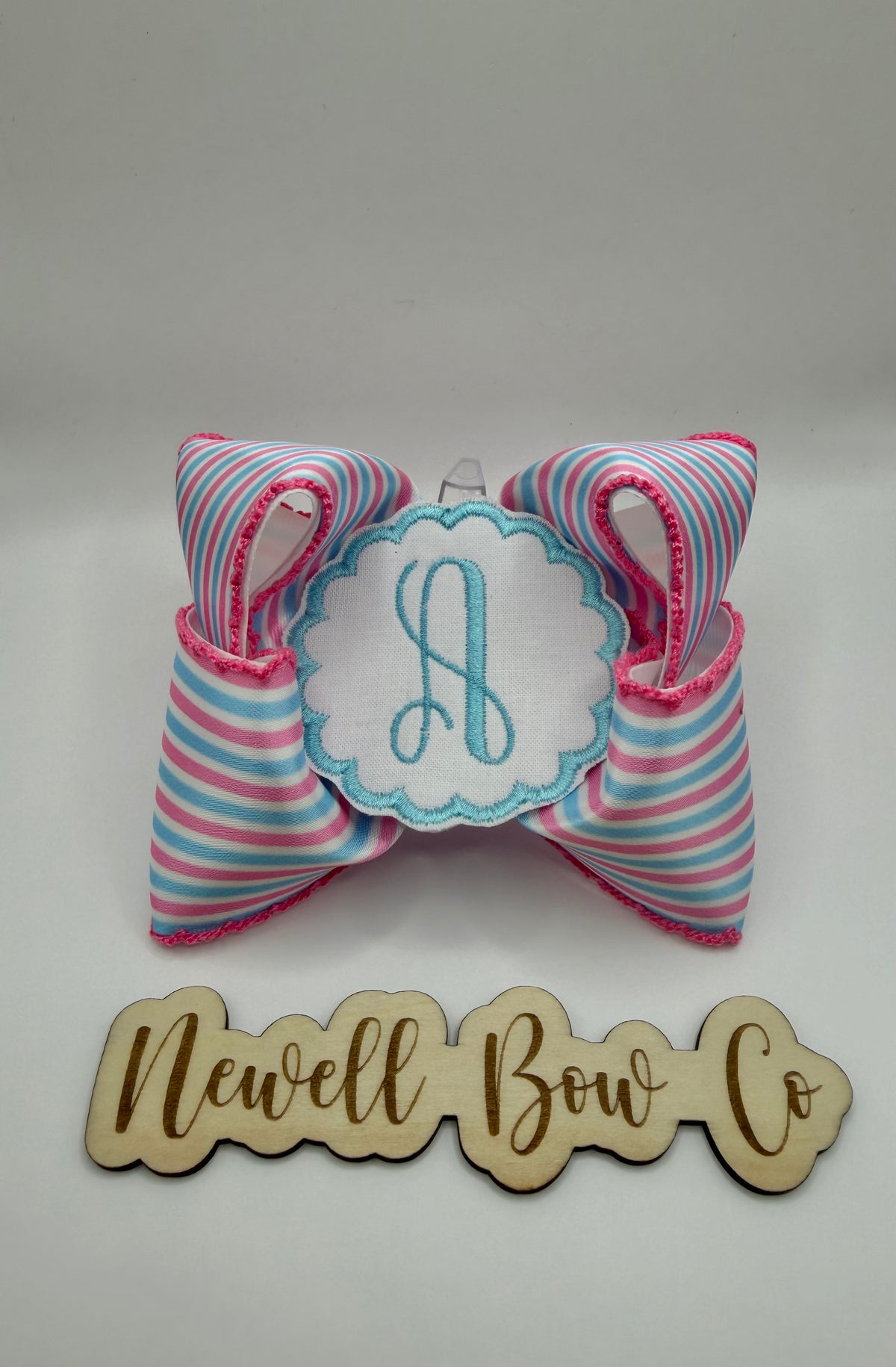 Initial Patch Satin Hospital Blanket Hair Bow
